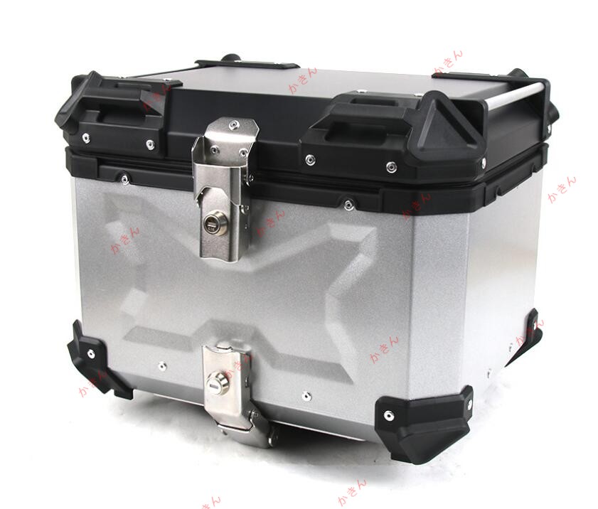 新入荷☆耐久性グレードアップ品 リアボックス トップケース ブラック アルミ製持ち運び 45L 反射ストリップ オートバイク/電動バイク/スクーター