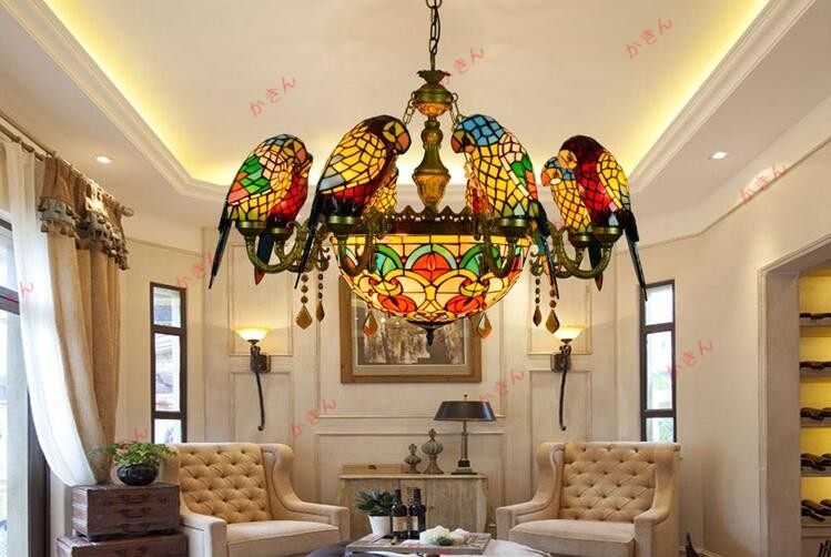 楽天市場】極上品◇ステンドランプ ステンドグラス 鸚鵡 オウム 吊り