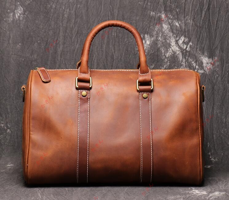 新入荷☆超大容量 本革 牛革 メンズ ボストンバッグ トラベルバッグ 3泊 4泊 旅行鞄 ダブルチャック ゴルフバッグ 2WAY ボルドー