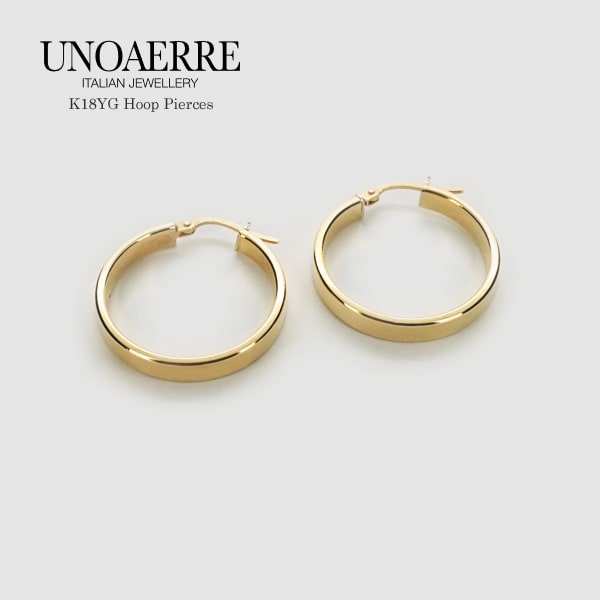 楽天市場】ウノアエレ K18 ゴールド フープピアス イタリア製