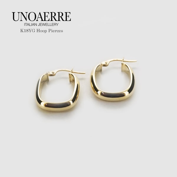 ウノアエレ K18 イエローゴールド フープピアス イタリア製 【UNPI030335】 ピアス フープ ゴールド k18 18k 18金 レディース ジュエリー ギフト プレゼント ラッピング 送料無料