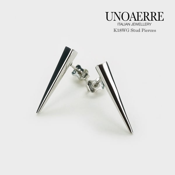 ウノアエレ K18 ホワイトゴールド スタッドピアス イタリア製 【UNPI026175】ピアス キャッチ スタッド ゴールド k18 18k 18金 レディース ジュエリー ギフト プレゼント ラッピング 送料無料｜ジュエリー柿屋