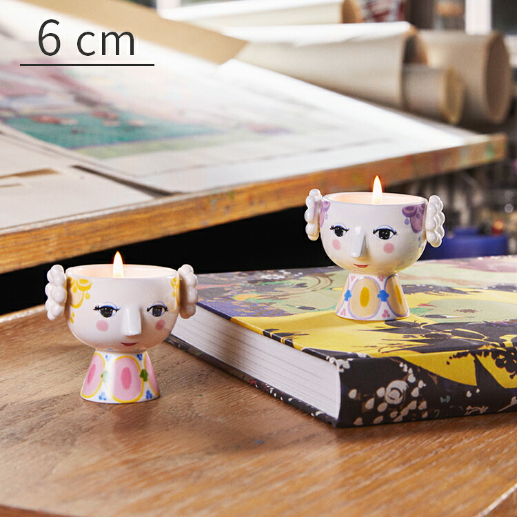 エヴァ ティーライトホルダー 2個セットイエロー ラベンダー H6cm キャンドルホルダー キャンドルスタンド EVA Tealight holder ビヨン・ヴィンブラッド Bjorn Wiinblad 北欧デンマーク 56589 北欧雑貨 おしゃれ かわいい