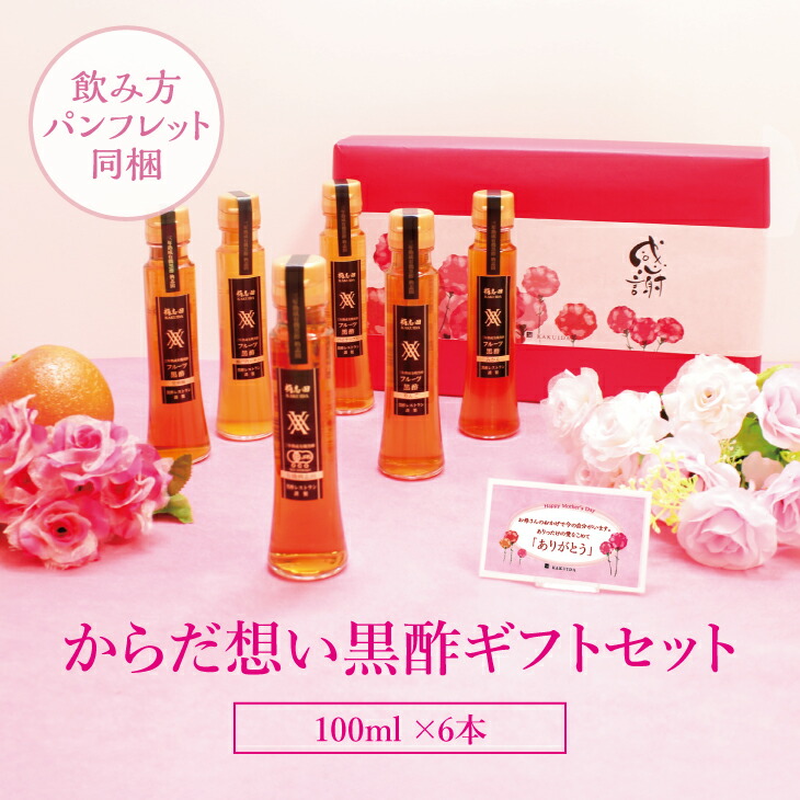 公式 2025 遅れてごめんね からだ想い黒酢ギフトセット 送料無料 100ml×6本 フルーツ黒酢 果実酢 黒酢 ドリンク 飲むお酢 飲み物 有機  ビネガードリンク 詰め合わせ セット ギフト 女性 おしゃれ 誕生日 プレゼント 40代 50代 60代 70代 母の日 プレゼント 健康 父の日 花