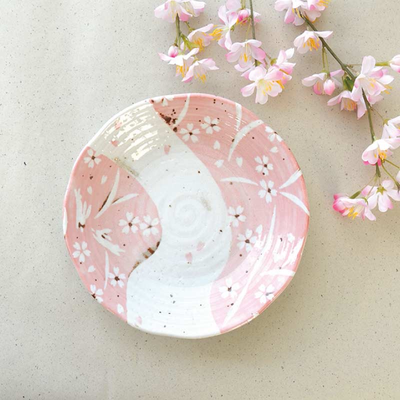 楽天市場】送料無料 ピンク志野うさぎ80深皿5個セット パスタ皿 5枚