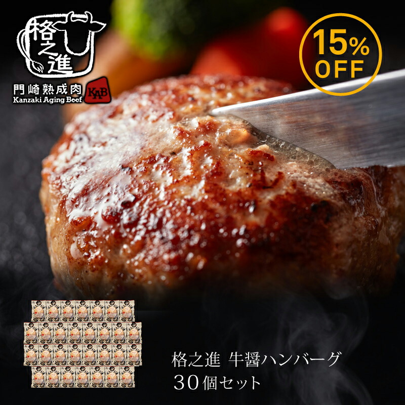 牛醤ハンバーグ ギフト 冷凍 お取り寄せ 送料無料 格之進 （30個セット） 国産 牛肉 白金豚 無添加 16,702円