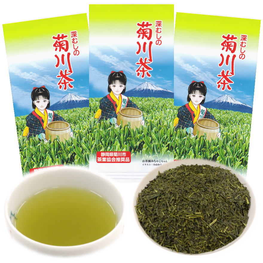 楽天市場 お茶 茶娘ちゃんの菊川茶 一番茶 300g 100g ３袋 緑茶 深蒸し 煎茶 送料無料 年産 お茶のカクト楽天市場店