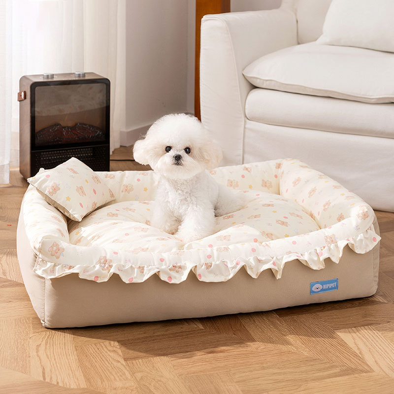 Favorite bed EX ペット用ベッド　 犬 猫 　うさぎ 楽天市場】まくら付 メルヘン柄でフリルが可愛い ペットベッド 犬 猫