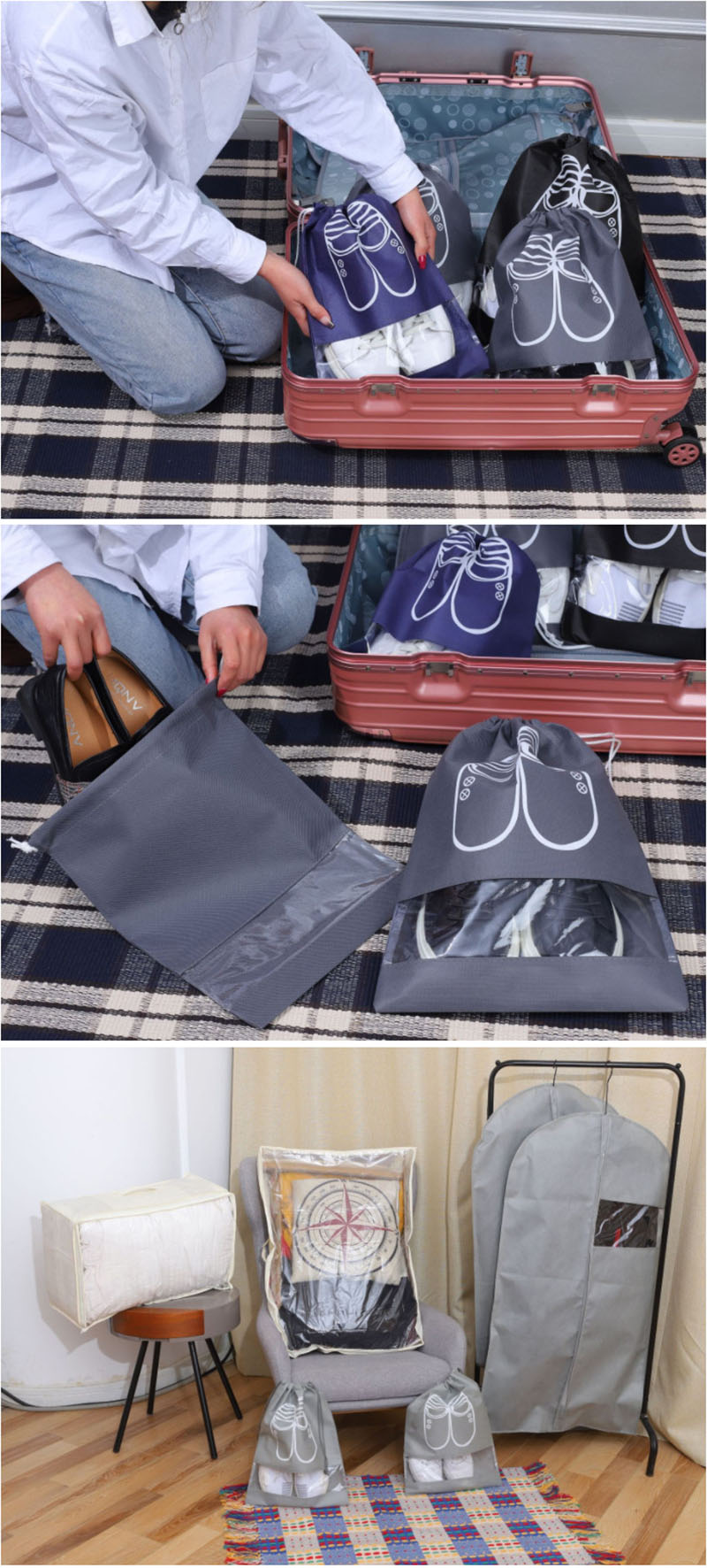 市場 送料無料 シューズサック 靴収納 シューズ収納袋 上履き入れ 巾着 シューズバッグ 靴入れ 枚セット シューズケース