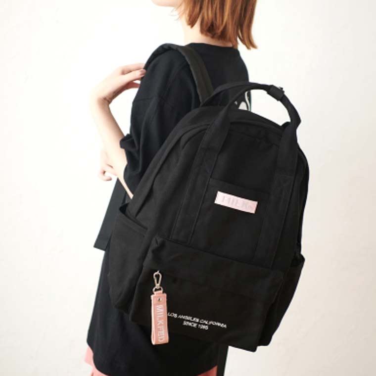 送料無料 Milkfed ミルクフェド リュック Embroidered Bar Canvas Backpack バッグ レディース バックパック 通学 通勤 旅行 大容量 リュックサック おしゃれ 大人 おすすめ 最高の Www Masterworksfineart Com