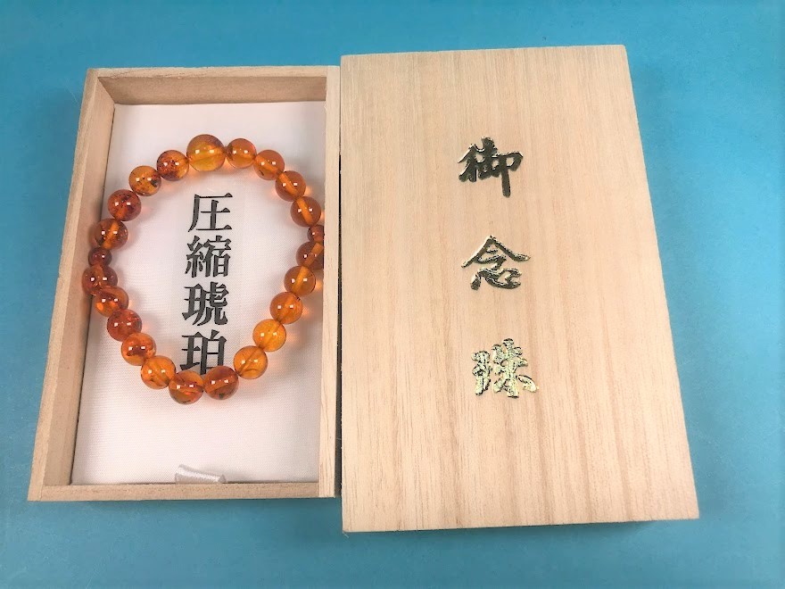 数珠　腕輪　琥珀 ブレスレット 8mm 共仕立て｜鎌倉よろずや
