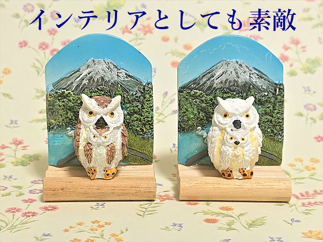 楽天市場 マグネット かわいい 富士山とフクロウ 送料無料 プレゼント ギフト 冷蔵庫に かわいいフクロウと富士山の素敵な インテリア マグネット 森の仲間たちおるごーる