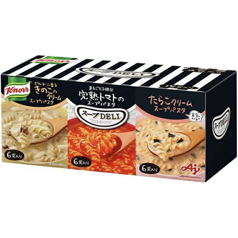【味の素】Knorr クノール ＜スープDELI＞ トマト/きのこ/たらこ 18袋入り×6個 ランチ お夜食 もう一品に 小腹がすいた時にも まとめ買い