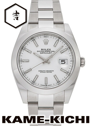 ロレックス　デイトジャスト41　Ref.126300　新品　ホワイト　（ROLEX　Datejust41）｜まじめなとけいや　かめ吉 677,220円