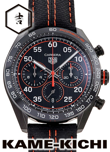 タグ・ホイヤー　カレラ クロノグラフ &times; ポルシェ オレンジレーシング　Ref.CBN2A1M.FC6526　新品　ブラック/オレンジ　（TAG HEUER　Carrera Chronograph &times; Porsche Orange Racing）｜まじめなとけいや　かめ吉