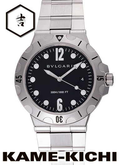 【中古】ブル小峡谷 ディアゴノプロフェッショナル スクーバ Ref.DP41BSSSD（102323） 黒いこと （BVLGARI Diagono Professional Scuba）