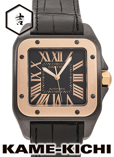 【中古】カルティエ サントス100 LM Ref.W2020009 ブラック (CARTIER Santos100 LM)|まじめなとけいや かめ吉
