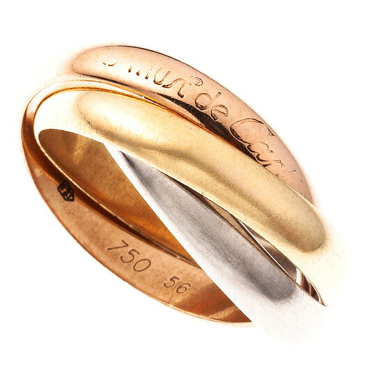 【中古】カルティエ トリニティ 輪っか WG YG PG （CARTIER Trinity Ring） 56号