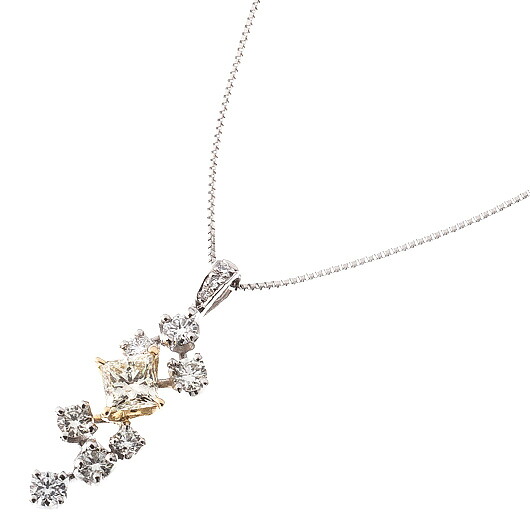 ダイヤモンド ネックレス　Ref.13100407　新品　合計 1.2ct　PT　YG　（Diamond Necklace ）　鑑別書付き