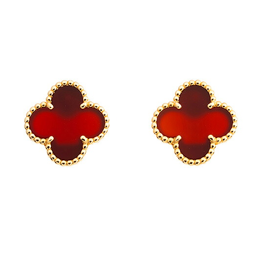 【中古】ヴァンクリーフ＆アーペル　ヴィンテージ アルハンブラ ピアス　Ref.VCARD40400　カーネリアン　YG　（Van Cleef&Arpels　Vintage Alhambra Earrings）　2019年