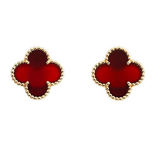 【中古】ヴァンクリーフ＆アーペル　ヴィンテージ アルハンブラ ピアス　YG　カーネリアン　（Van Cleef&Arpels　Vintage Alhambra Pierce）