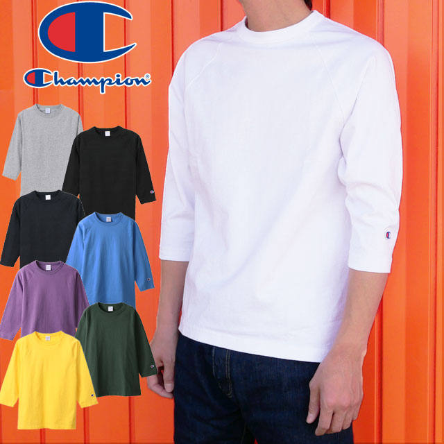 未使用品　Champion C5-U401 七分袖 オックスフォードグレー② Champion CHAMPION チャンピオン ロンT ラグラン 胸ロゴ (C3