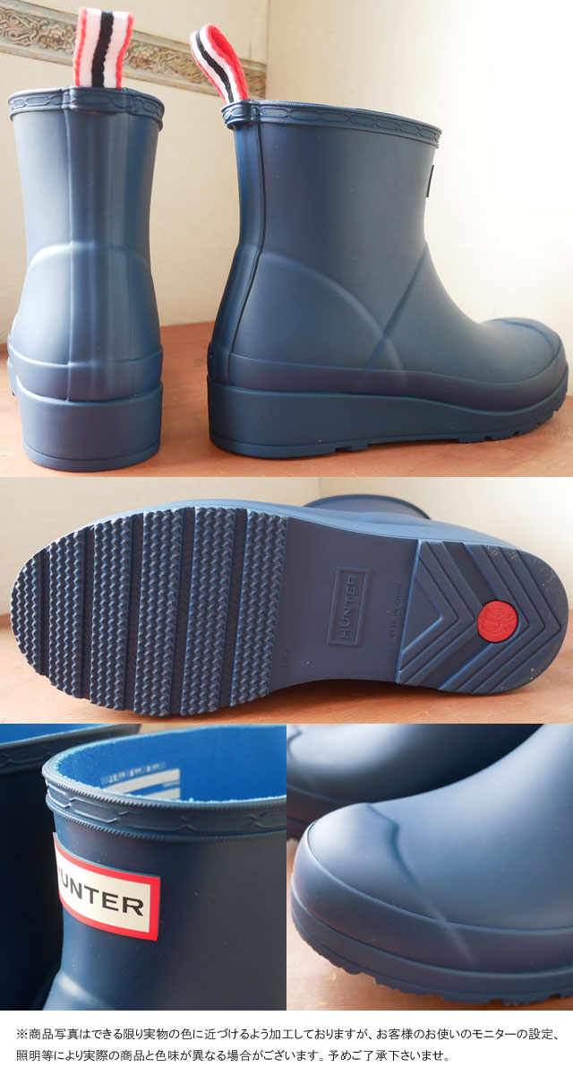 ハンター レディース レインブーツ オリジナル プレイ ブーツ ショート レインシューズ ラバーブーツ ショートブーツ 防水 長靴 雨 雪 Wfsrma ネイビー Kny Hunter 送料無料 Evid Butlerchimneys Com