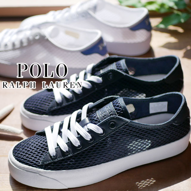 ＼クーポン有 7/22迄／ポロ ラルフローレン POLO RALPH LAUREN スニーカー レディース ネルソン SK LTL メッシュスニーカー ローカット カジュアルシューズ 靴 ホワイト/ブルー ネイビー P82S｜亀田屋本店