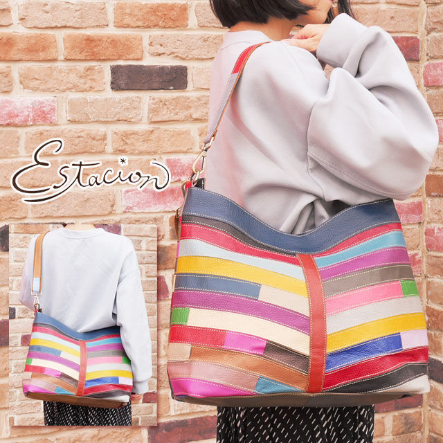 ＼ポイント7倍 4/18限定／エスタシオン 送料無料 最強翌日配送 Estacion レディース バッグ 本革 トートバッグ ショルダーバッグ マルチ ハンドバッグ カバン レザーバッグ エスニック 斜めがけ 肩掛け 1253 大きめ evid 10,032円