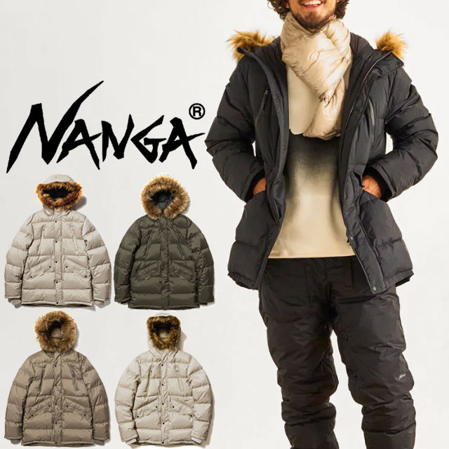 ＼ポイント7倍 4/15迄／ナンガ NANGA メンズ オーロラ ダウン ハーフコート アウター ジャケット アパレル 上着 N1AX 防水 防風 保温 防寒 アウトドア 長袖 服 フード付き ファー付き 日本製 送料無料 最強翌日配送 evid