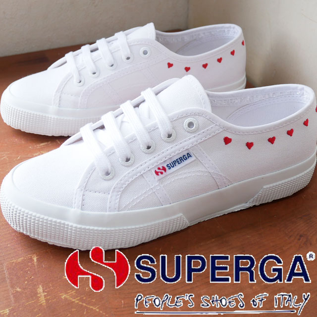 スペルガ SUPERGA スニーカー レディース 2750 リトル ハート エンブロイダリー S7126SW AB7 ホワイト-レッド ハート 白 送料無料 最強翌日配送 evid