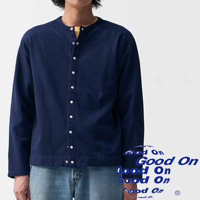 ＼尖んがり5倍 5/16 1:59迄／グッドオン Good On ジレー メンズ レディース クルースウェット GOBW1711 カーデガン 労働者の一団のど首 トップス スナップボタン 羽織り 前くい違い 心地好い 長袖 裏起毛 綿100％ お召しもの お召しもの 服 日本製 紺 貨物輸送無料 最強またの日送りとどける evid カーディガン-メンズファッション