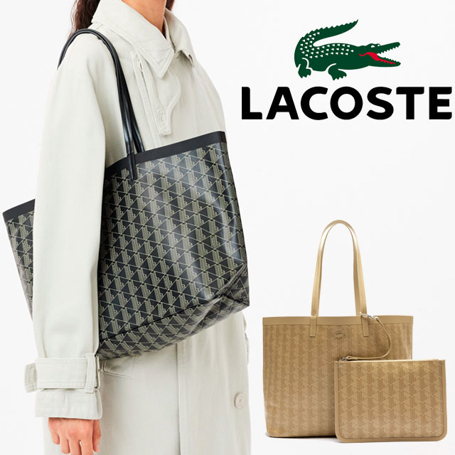 【未使用】ラコステ LACOSTE トートバッグ ポーチ付き 新品・未使用】ラコステ バッグ LACOSTE トート ブラック ポーチ