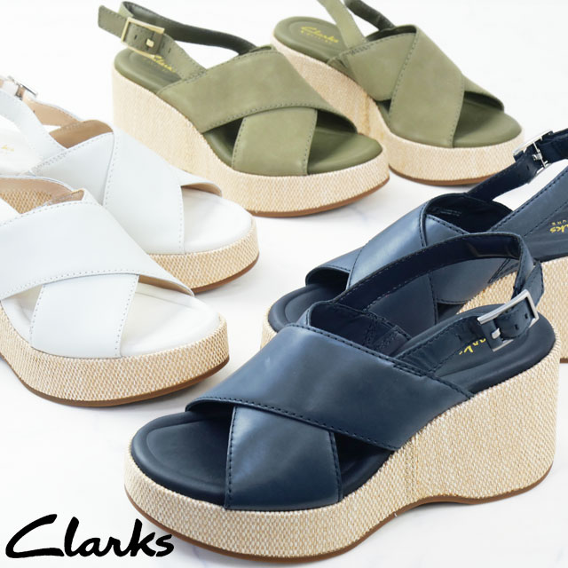 CLARKS ストラップ サンダル ヒール 5cm 厚底 軽量 ウエッジ CLARKS ストラップ サンダル ヒール 5cm 厚底 軽量 ウエッジ