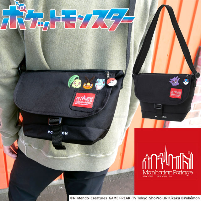 マンハッタンポーテージ ショルダーバッグ メンズ MP1603-FZP-PKMN25 MP1603-FZP-PKMN25-ZA NYLON MESSENGER BAG (XXS) FZP Pok?mon 25 レディース 鞄 ポケットモンスター 刺繍 バック BAG ゲンガー 御三家 最強翌日配送 メール便送料無料 evid