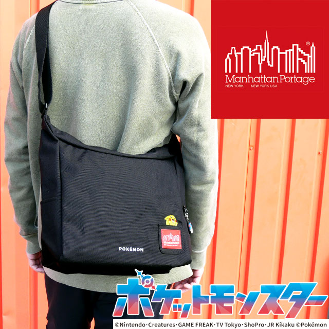 ＼ポイント7倍 4/15迄／マンハッタンポーテージ ショルダーバッグ メンズ MP6041-PKMN25 BED-STUY SHOULDER BAG Pok?monn 25 レディース 鞄 ポケットモンスター 刺繍 ピカチュウ バック 最強翌日配送 送料無料 evid