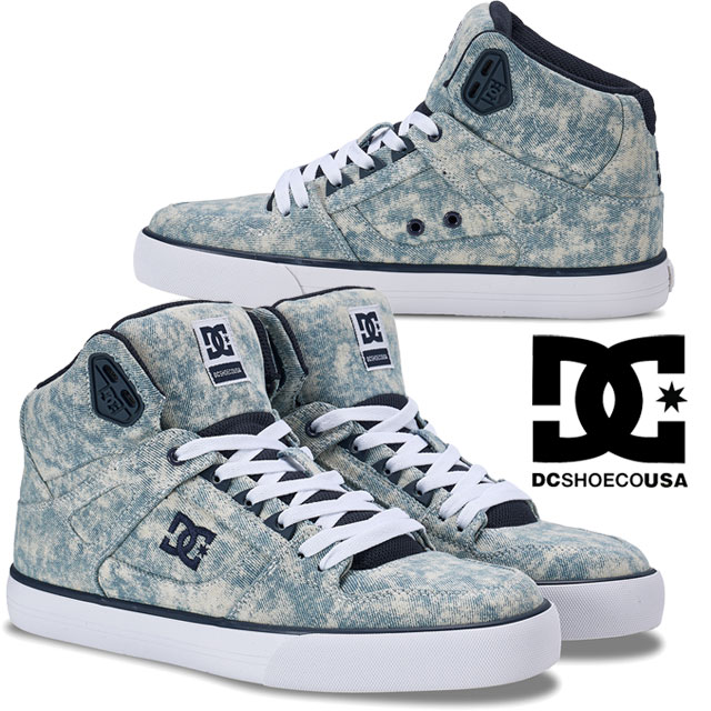 ディーシーシューズ メンズ スニーカー ピュア ハイ-トップ TX SN ハイカット レディース カジュアルシューズ スケボー スケート ブリーチ加工 DM261304 LBY ライトブルーデニム 靴 送料無料 最強翌日配送 evid画像