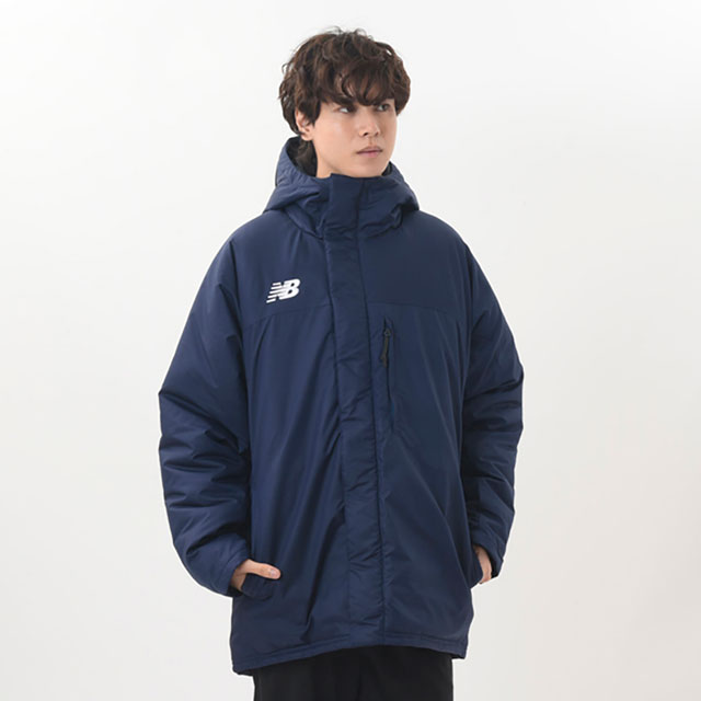 ＼最大1000円クーポン有 4/7迄／ニューバランス アウター メンズ JMJF1423NV パデッドハーフコート 上着 レディース防寒 長袖 中綿 アウトドア ロゴ アパレル 服 紺 最強翌日配送 送料無料 evid