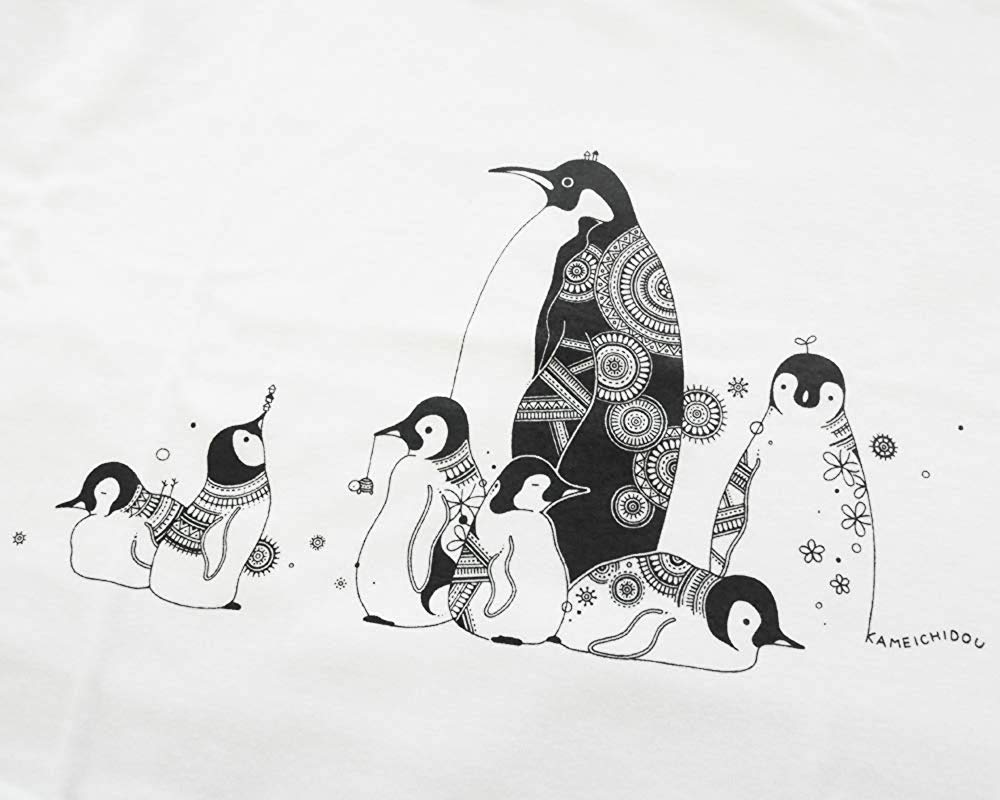 楽天市場 あす楽 ペンギン かめいち堂 Tシャツ 大人 レディース メンズ ウィメンズ ぺんぎん イラスト 動物 アニマル ホワイト グレー S M L Xl ペン画 ユニセックス アート 北欧 おしゃれ かわいい 水族館 海 雑貨 グッズ ギフト プレゼント かめいち堂