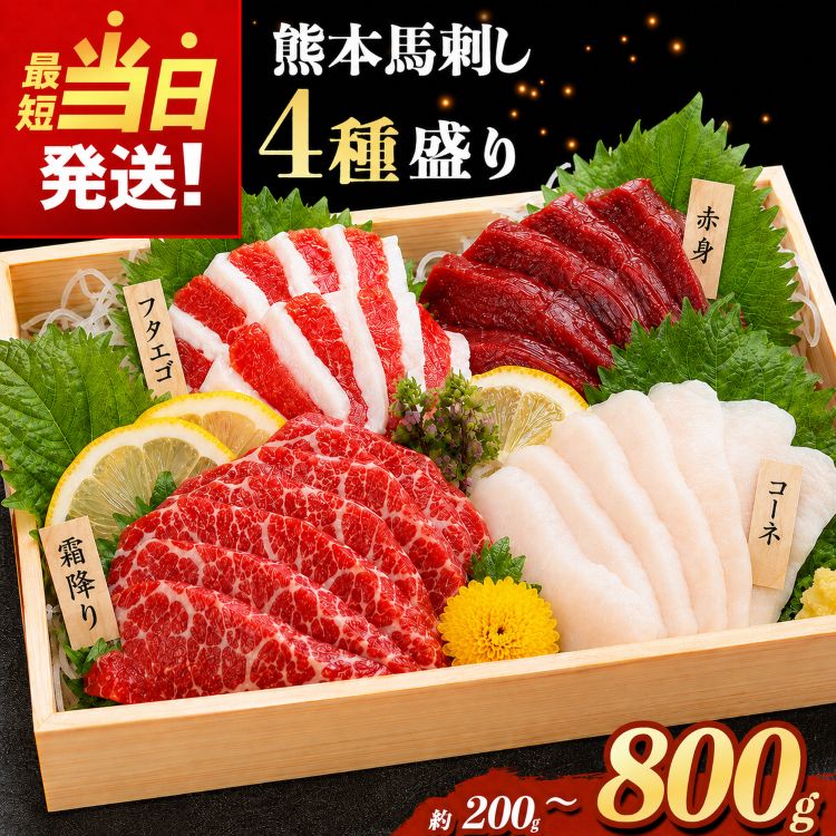 本場 熊本 馬刺し 豪華 4種盛り 約200g~ 800g (1パック:50g) 専用タレ付き かめ屋厳選堂 | 馬肉 馬刺 赤身 霜降り フタエゴ コーネ 小分け 馬刺し 馬刺 馬肉 最短当日発送 最強配送 馬刺し 熊本県 新鮮 ギフト 贈答用 生肉 刺身 馬刺し ランキング 人気 国産 馬刺し|かめ屋厳選堂