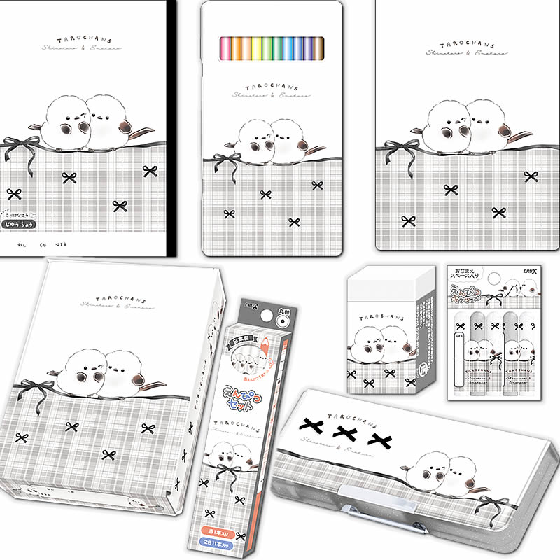 タロチャンズ（しまたろず） 鉛筆２B＋色鉛筆１２色8点文具セット (26sima-2B+12c-8set)