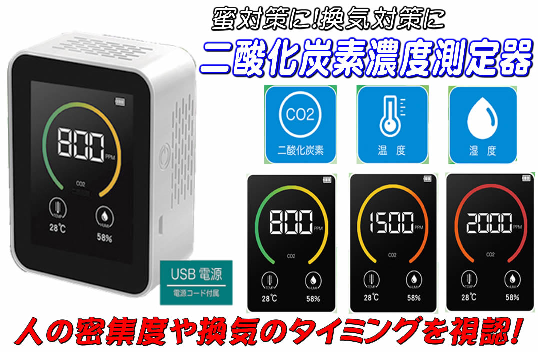 蜜打つ手！風通し打つ手に！色で貼り出し「Co2検出器（CO2位置づける器）」パウダーコンパクト炭酸ガス濃さ計/気温計/湿度計（RS-E1530）