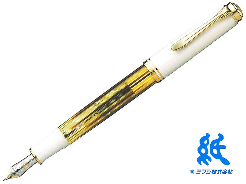 伽藍鳥Pelikan 筆スーベレーンSouveran  白いことトータスWHITE TORTOISE ロジウムかざり付ける14金書き込み先 F/M/B M400