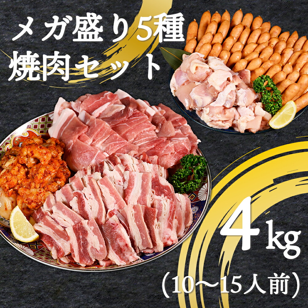 【この夏にオススメ】焼肉セット5種4kg 焼肉 豚 牛 鶏 ホルモン 肉 ギフト 食品 食べ物 内祝い 御祝い グルメ 食べ物 焼肉 焼肉セット 牛肉 バーベキュー お肉 冷凍 出産内祝い 肉の日 ソーセージ｜セカンドフード