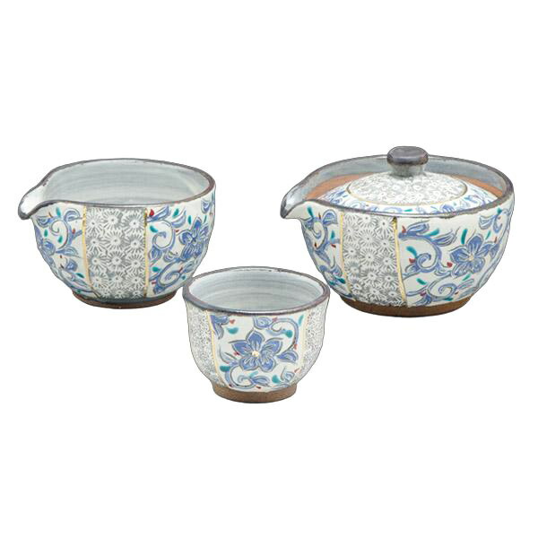 熊谷聡商店 小茶器揃 JYK057「三島唐草 7点セット」京焼くまがい メーカー直送品 ※他ブランド商品と併買不可※ 陶器 宝瓶 湯ざまし 碗 茶碗 湯呑み 湯呑 湯飲み 急須 湯冷まし お茶 京焼 焼き物 食器 インテリア イベント お祝い プレゼント 贈り物 ギフト(代引不可)