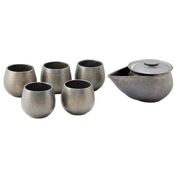 熊谷聡商店 KMG-306 宝瓶茶器揃(大)「黒銹(こくしゅう) 6点セット」京焼くまがい メーカー直送品 ※他ブランド商品と併買不可※ 陶器 碗 茶碗 湯呑み 湯呑 湯飲み 宝瓶 急須 お茶 京焼 焼き物 食器 インテリア イベント お祝い プレゼント 贈り物 ギフト(代引不可)