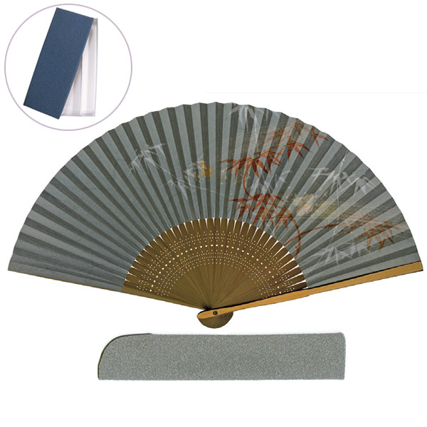 【最大1500円クーポン】マツヨシ 411 脇塗 紙扇子 紳士「灰地曲竹(差し袋[6060-6]セット)」箱入り 扇子 約22cm メーカー取寄品 和小物 和装 雑貨 和雑貨 プレゼント ギフト お祭り 祭り 夏 ファッション メンズ 父の日