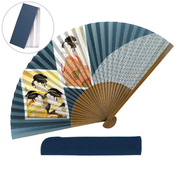 マツヨシ 56 雑貨 和小物 扇子 写楽 和装 北斎 歌麿 和雑貨 かっこいい 7 4寸 取寄せ品 歌麿ビードロ三美人
