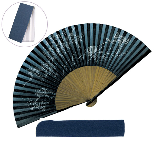 【最大1500円クーポン】マツヨシ 533 紙扇子 紳士「地獄絵・黒(差し袋[6060-1]セット)」箱入り 扇子 約22cm メーカー取寄品 和小物 和装 雑貨 和雑貨 プレゼント ギフト お祭り 祭り 夏 ファッション メンズ 父の日