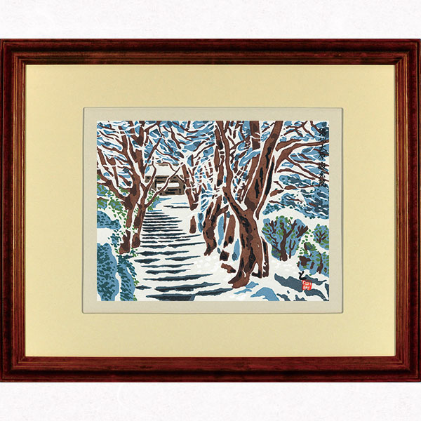 楽天市場】徳力富吉郎 E-1 木版画 額縁付き「春の清水寺[全景]」切手版